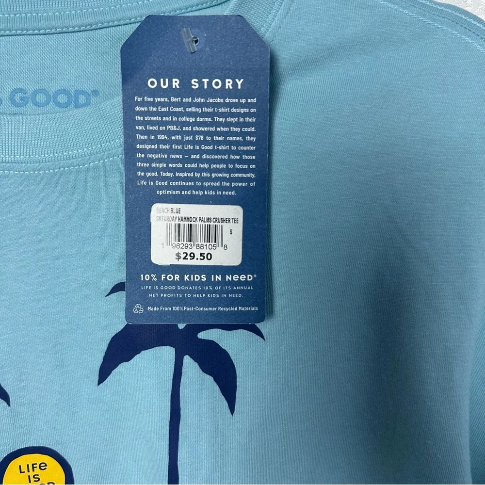 Life Is Good Blue Short Sleeve Tee with Beach Graphic - Picture 2 of 6